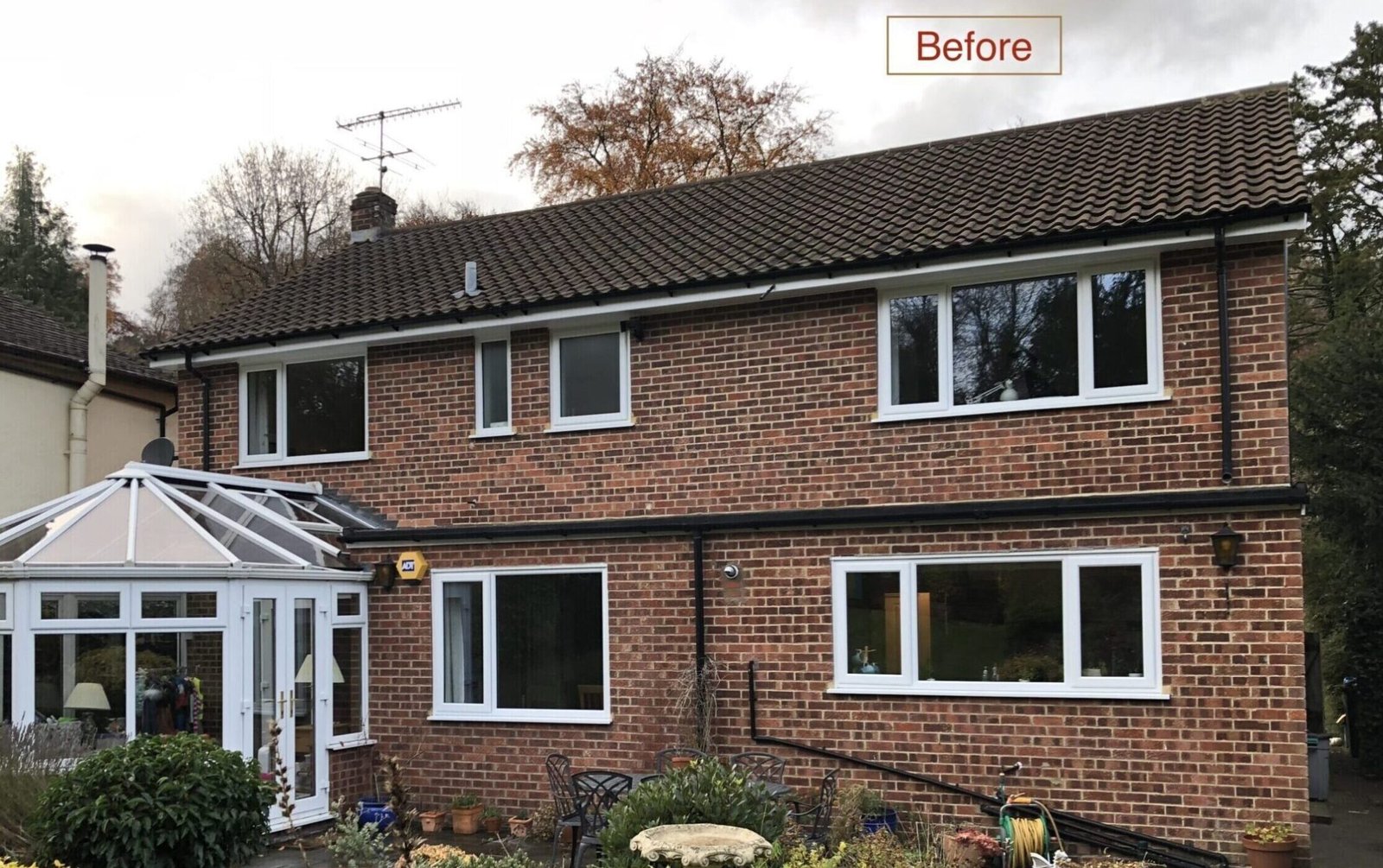 Rear view of the house in Caterham before renovation and extension by Torwood Interiors